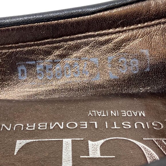 AGL Womens Icon Ballet Flat Shoes Black Leather Buckle Round Toe Italy 8 EUR 38 - Picture 7 of 9